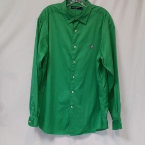 Daniel Cremieux Men's Size XL 100% Cotton Vibrant Green Button Down Camp Shirt